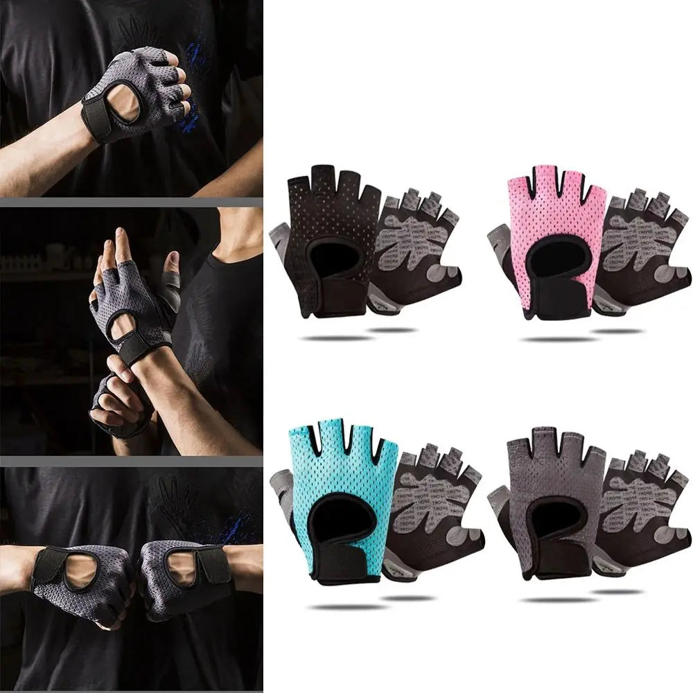 Guantes de entrenamiento transpirables para levantamiento de pesas, guantes sin dedos para gimnasio, ejercicio físico, guantes de medio dedo para levantamiento de pesas, mujeres y hombres